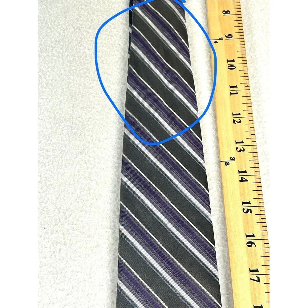 Calvin Klein Necktie Men OS Gray Purple Striped Professional Silk Tie